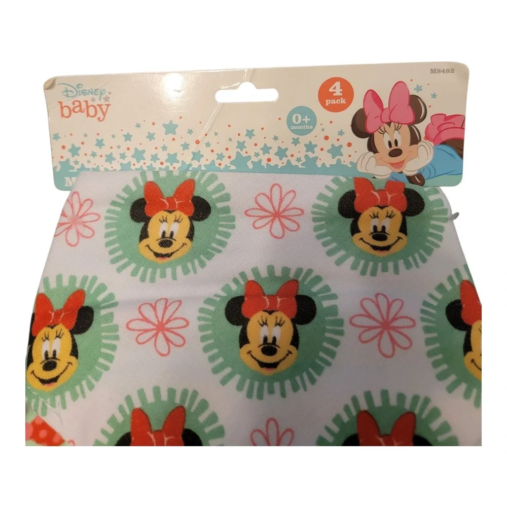 Disney Baby Minnie‎ Mouse Bibs 4 Pack 0 Plus Months Adjustable Neckline